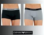 2-Pack Boxer Uomo in Cotone Elasticizzato Emporio Armani_Grigio+Nero/L