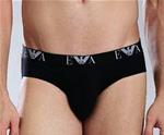 3-Pack Slip Uomo in Cotone Elasticizzato Emporio Armani Logo Eagle-neri/M
