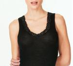 Ragno Wonderwool wool ribbed wide shoulder tank top with lace profiles