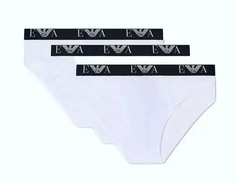 Emporio Armani Cotton Stretch 3-Pack Briefs Logoband EA-White/M