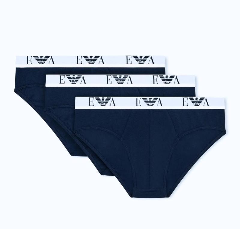 Emporio Armani Cotton Stretch 3-Pack Briefs Logoband EA-Blue/L