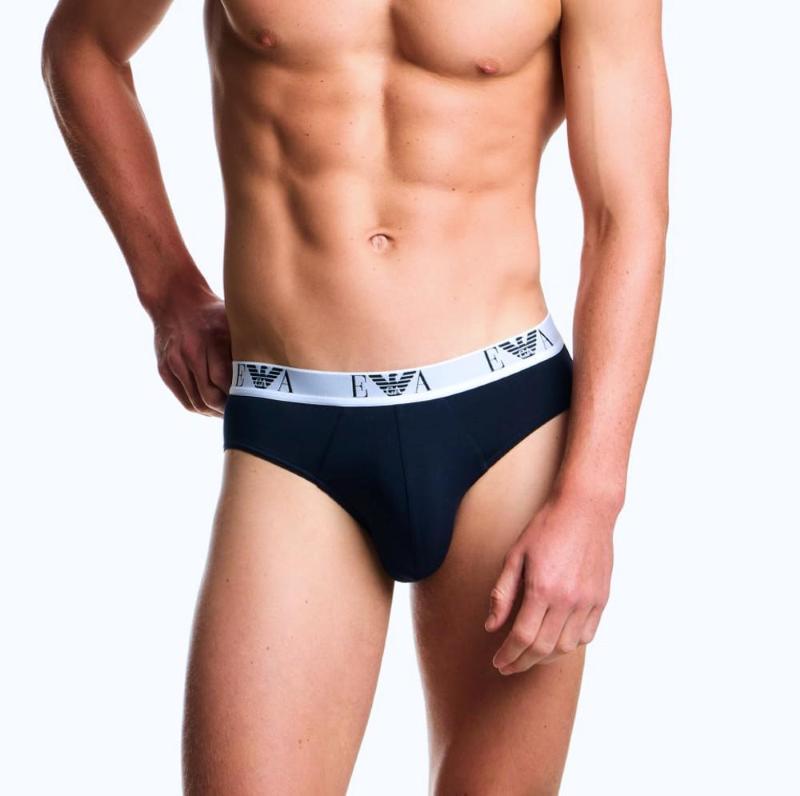 Emporio Armani Cotton Stretch 3-Pack Briefs Logoband EA-Blue/L