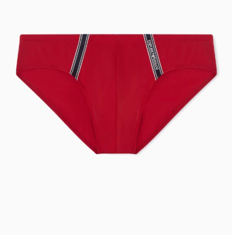 Men s Swim Brief with Tape Logo ASV Emporio Armani-XXL/red