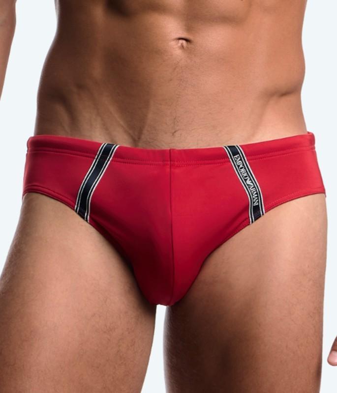 Men s Swim Brief with Tape Logo ASV Emporio Armani-XXL/red