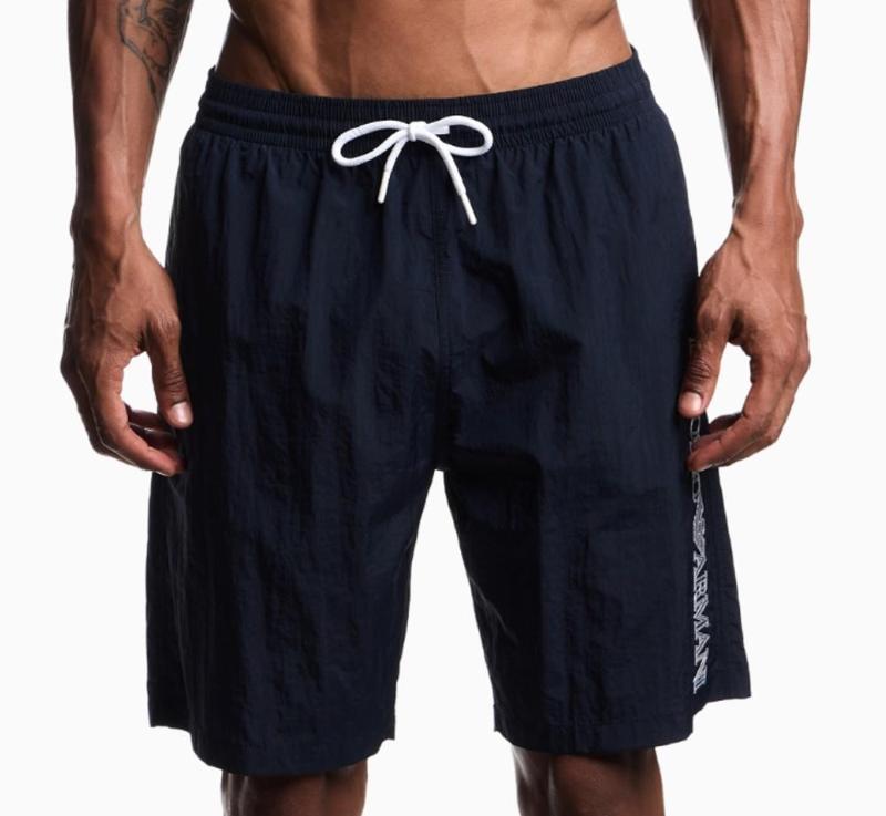 Bermuda swim shorts with vertical logo embroidery Emporio Armani-blue/xxl