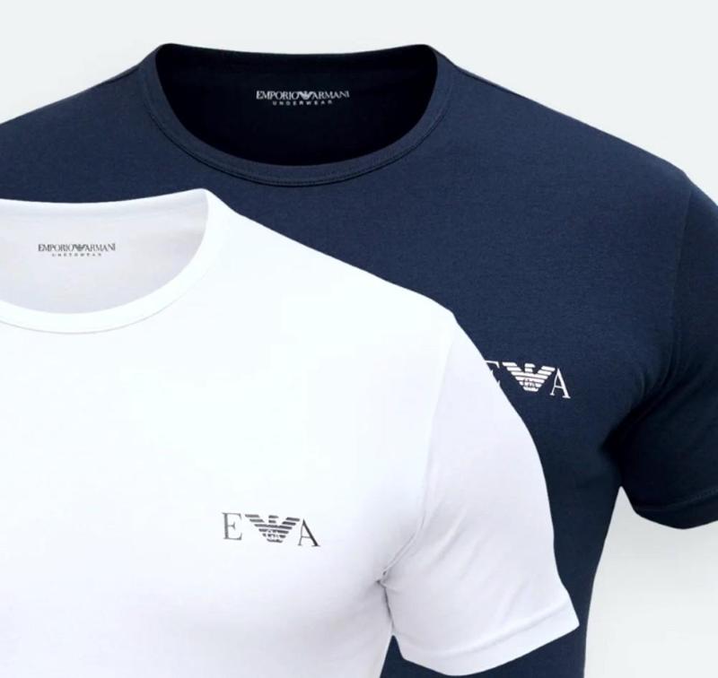 Emporio Armani 2 Pack T-Shirt Magliette Collo Tondo Logo Eagle-MB519-L