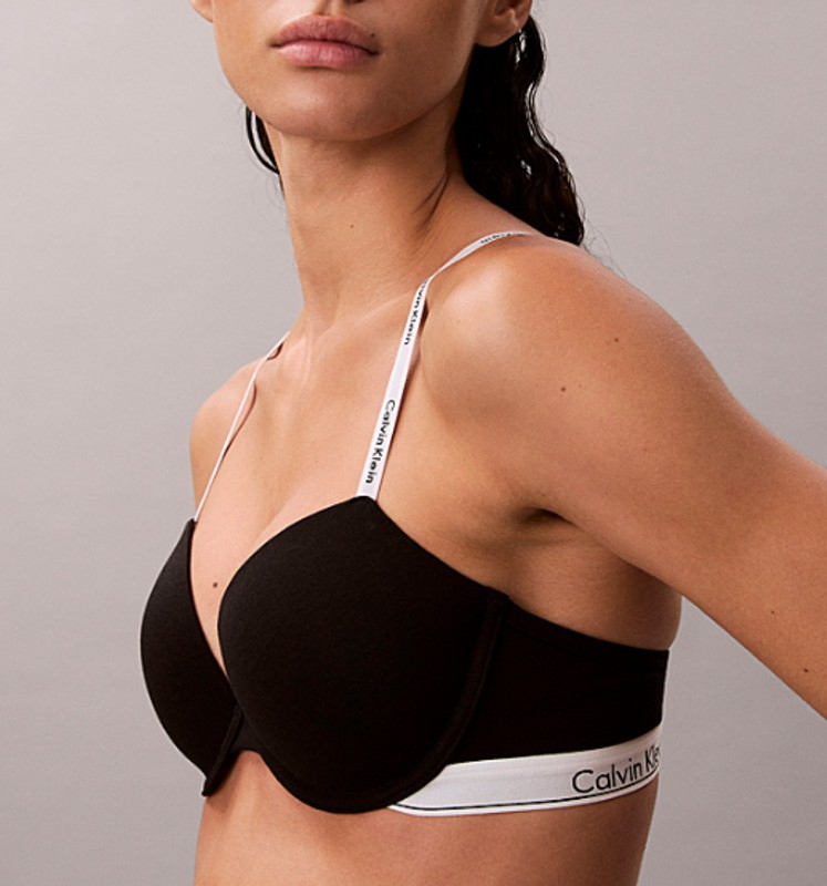 CK Demi T-shirt Bra - Icon Cotton Modal-Black-34/B