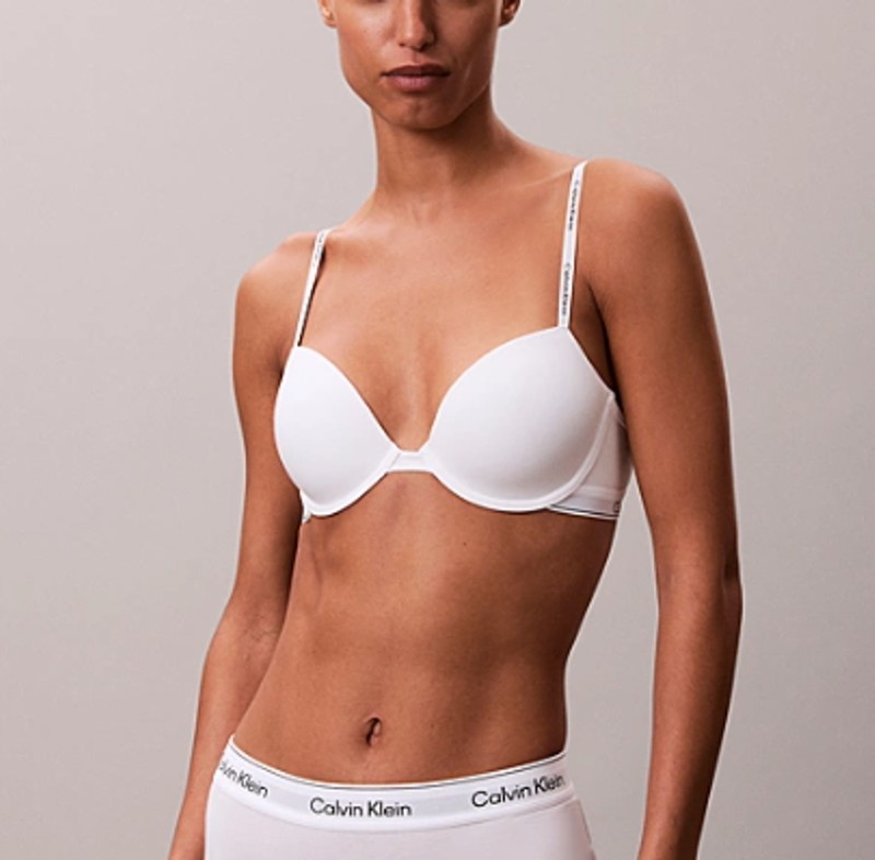 CK Demi T-shirt Bra - Icon Cotton Modal-white-32B