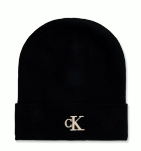 CK fine rib Cuffed Beanie-nero