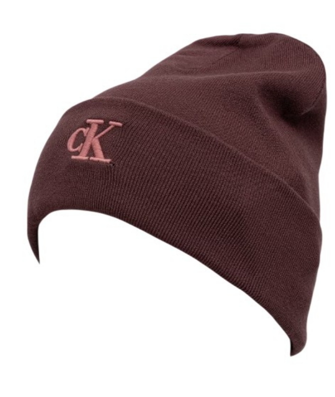 CK fine rib Cuffed Beanie-burgundy