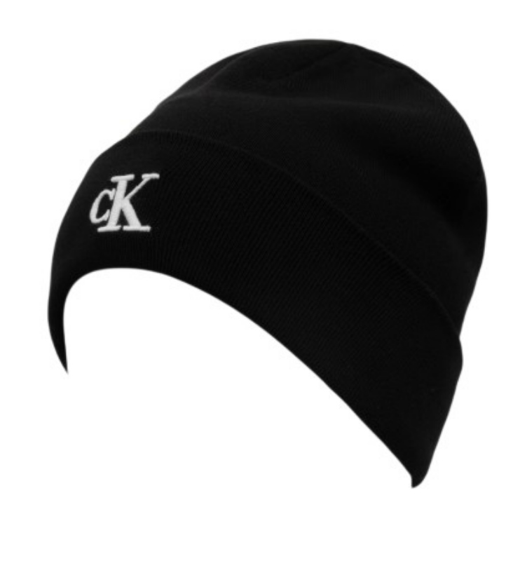 CK fine rib Cuffed Beanie-nero