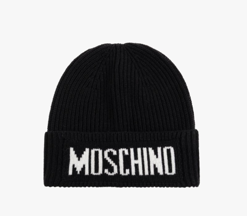 Moschino Berretto con Risvolto Bold Logo-nero
