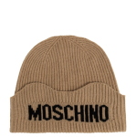 Moschino Berretto con Risvolto Bold Logo in Lana e Viscosa