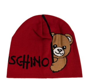 Beanie in Wool and Acrylic Logo & Moschino Bear