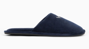 Chenille slippers with embroidered logo Emporio Armani-blue/46