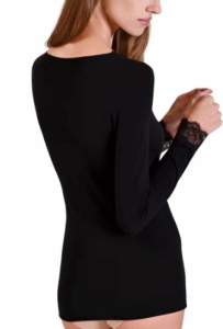 Philippe Matignon Lace V-neck lightweight cashmere sweater-long sleeve