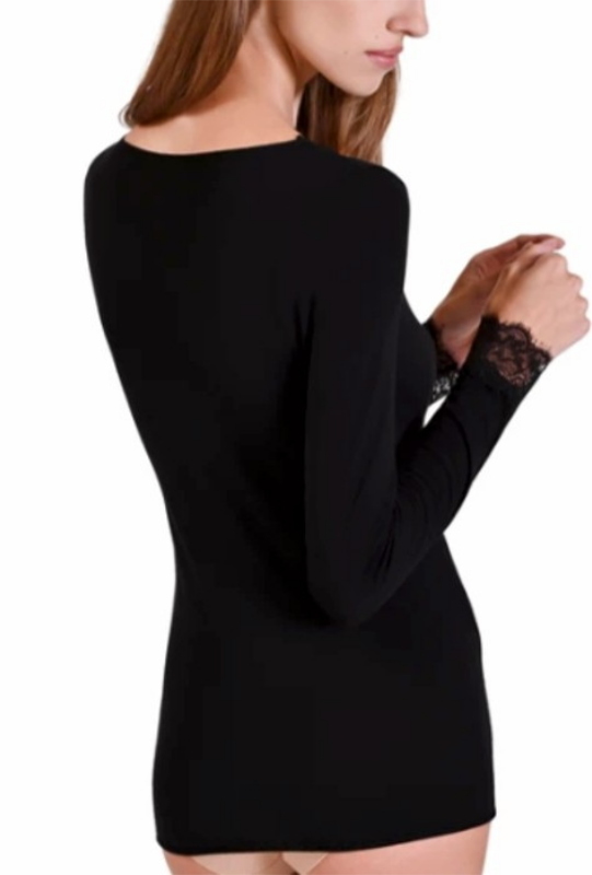 Philippe Matignon Lace V-neck lightweight cashmere sweater-long sleeve