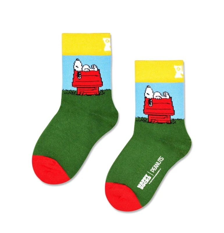 Happy Socks Kids PEANUTS GARDEN CHILL SOCK-GREEN-4/9Y