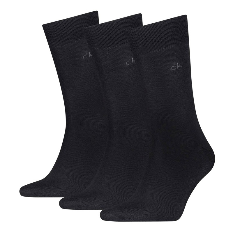 Pack of 3 solid-color cotton short socks for men with CK logo-black-43/46